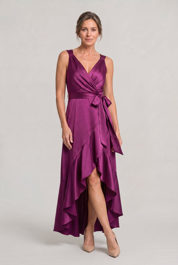 Women's Elegant Sleeveless Wrap Midi Dress