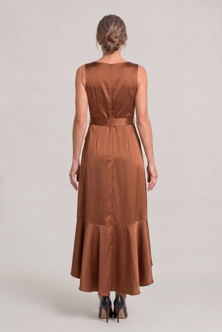 Women's Elegant Sleeveless Wrap Midi Dress