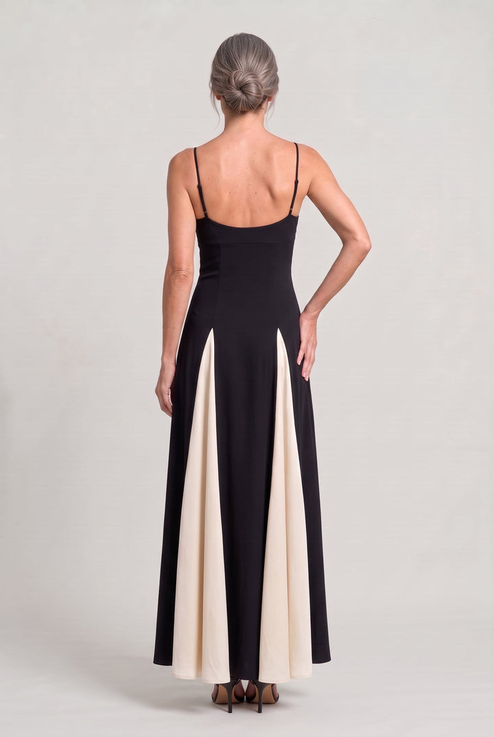 Women's Spaghetti Strap Contrast Colour Maxi Dress