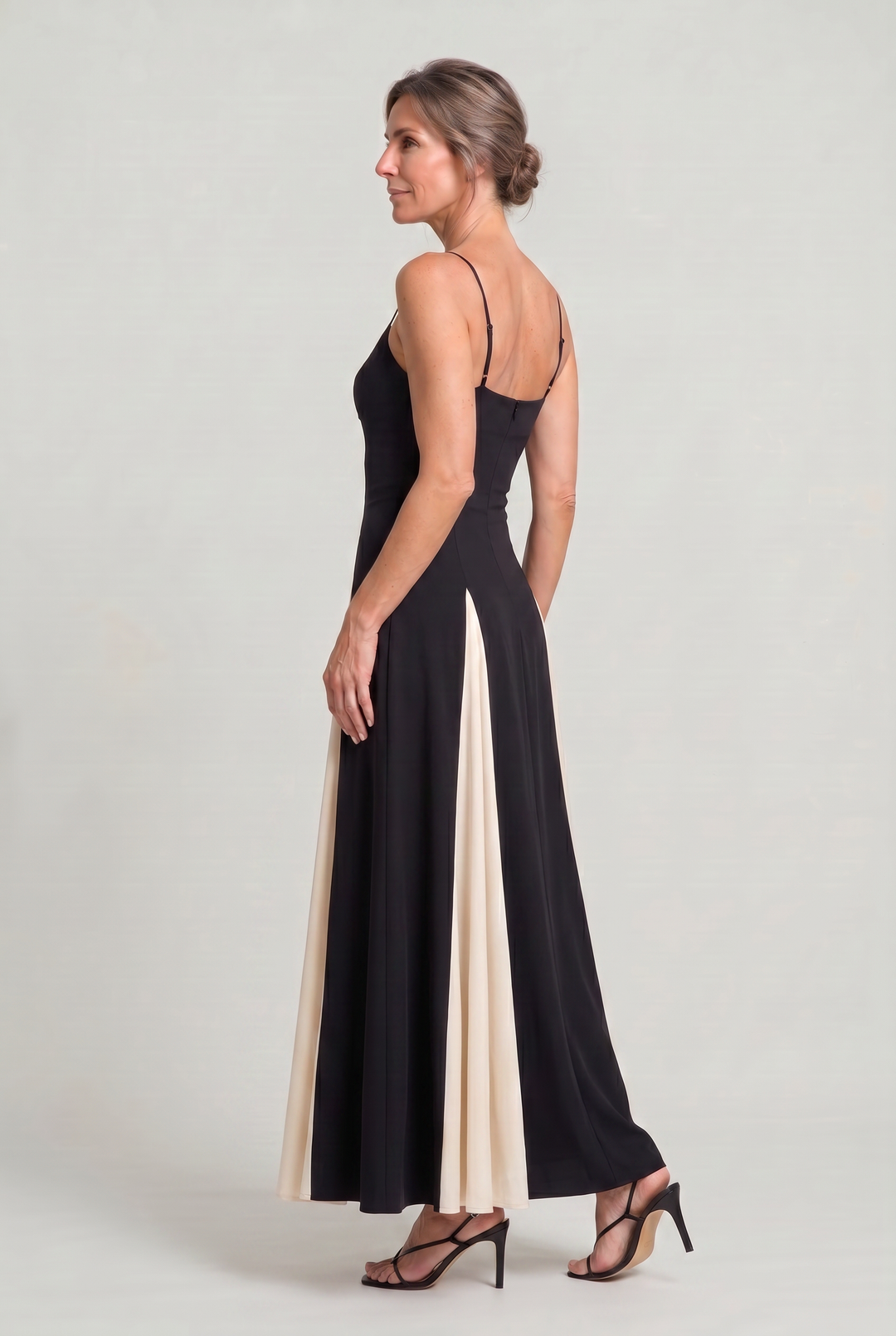 Women's Spaghetti Strap Contrast Colour Maxi Dress