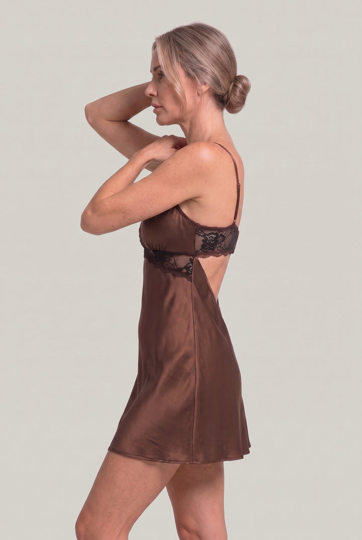 Women's Lace Slip Satin Mini Dress