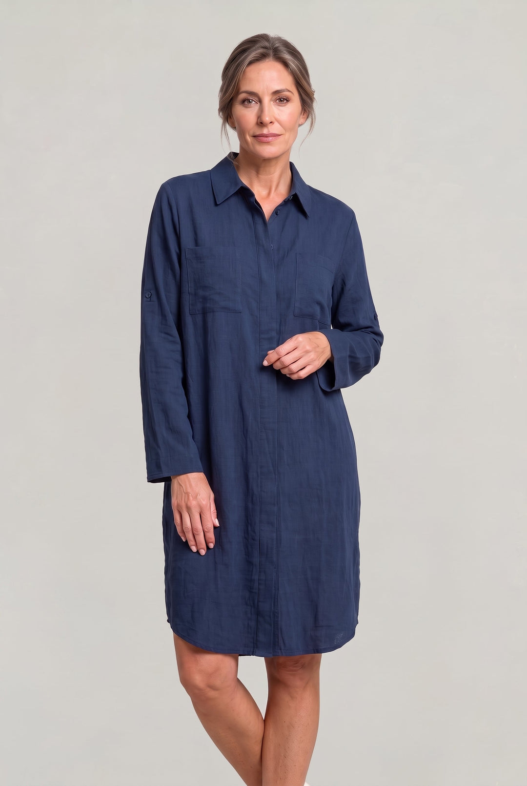 Women's Oversized Button Down Linen Shirt Dress