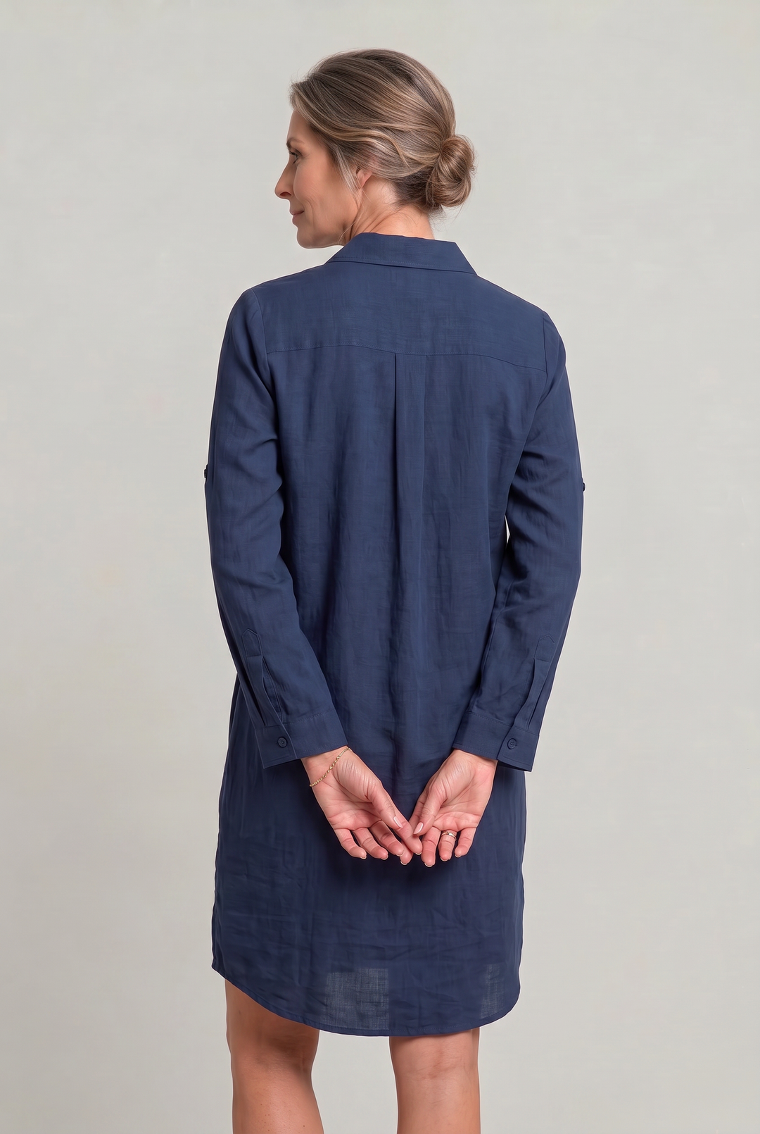 Women's Oversized Button Down Linen Shirt Dress