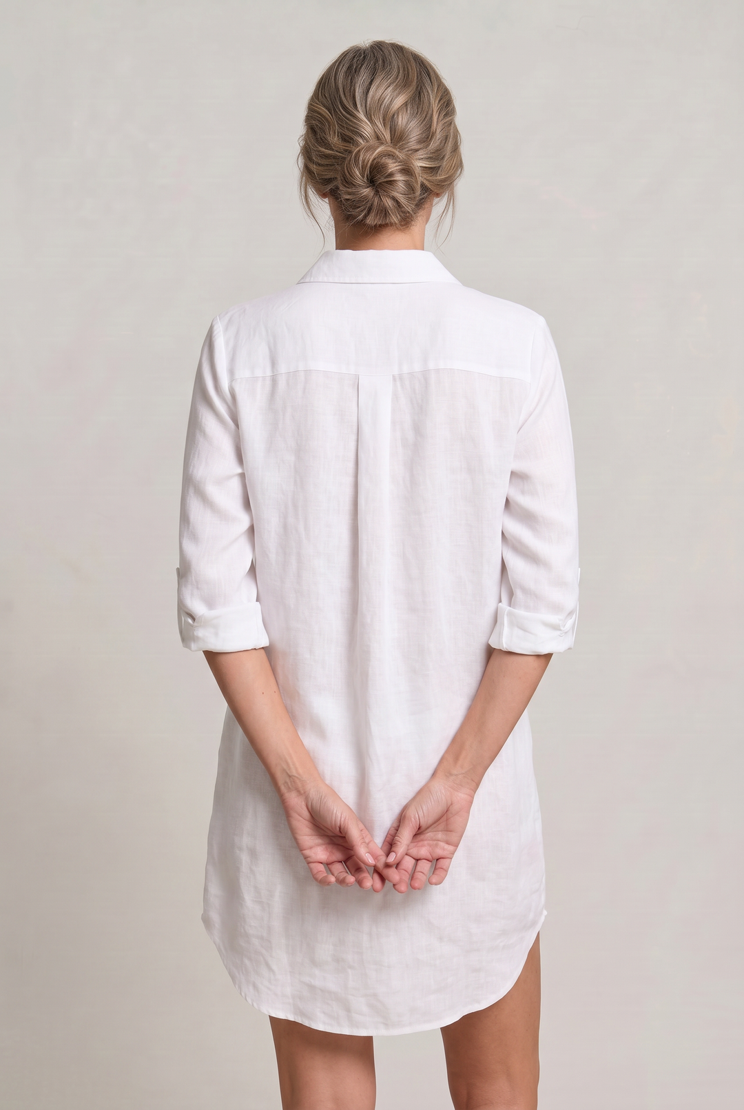 Women's Oversized Button Down Linen Shirt Dress
