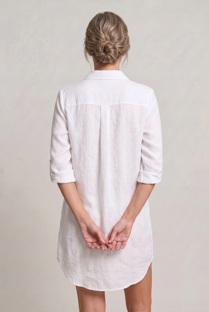 Women's Oversized Button Down Linen Shirt Dress