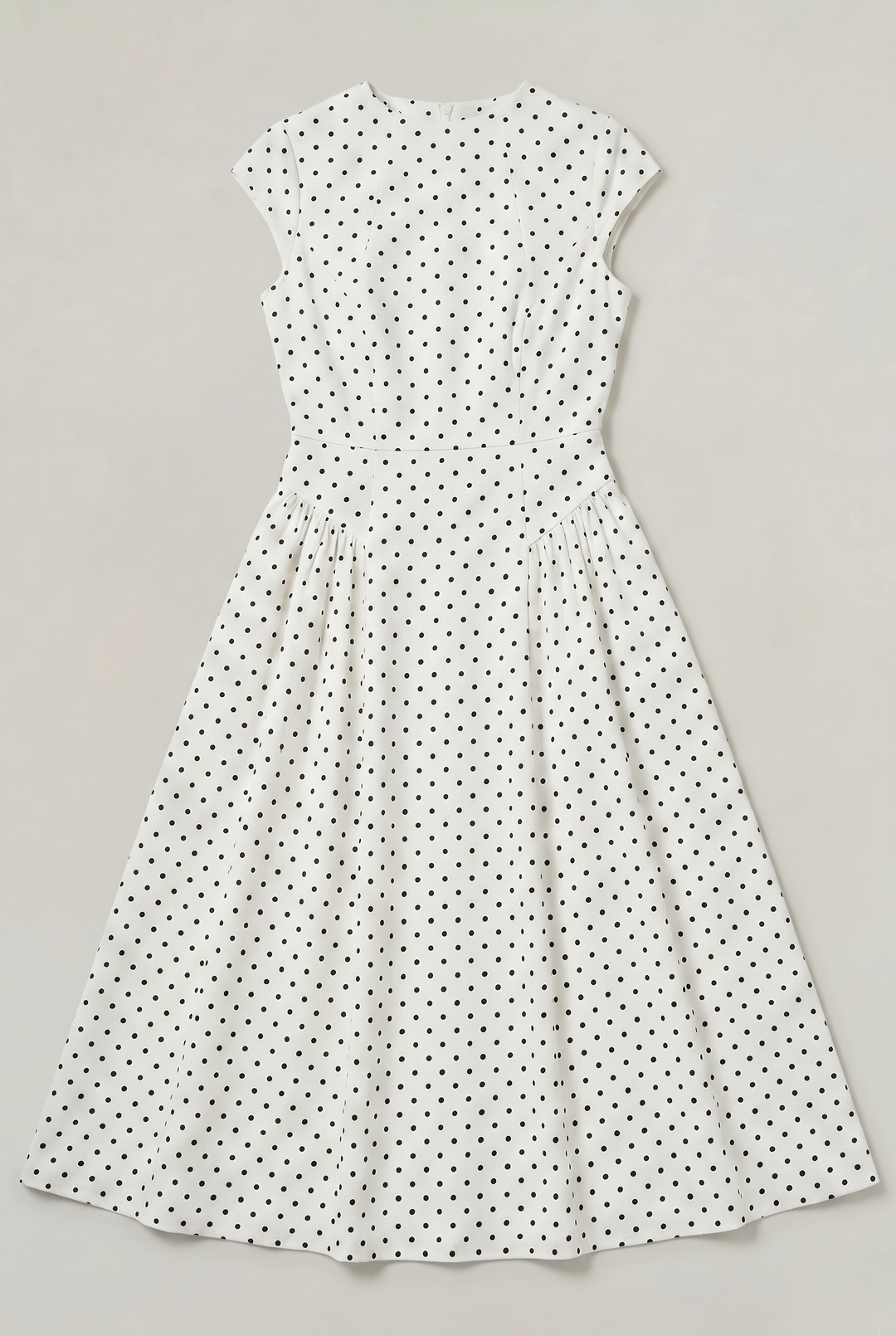 Women’s Polka Dot Maxi Dress with Round Neck and A Line Silhouette