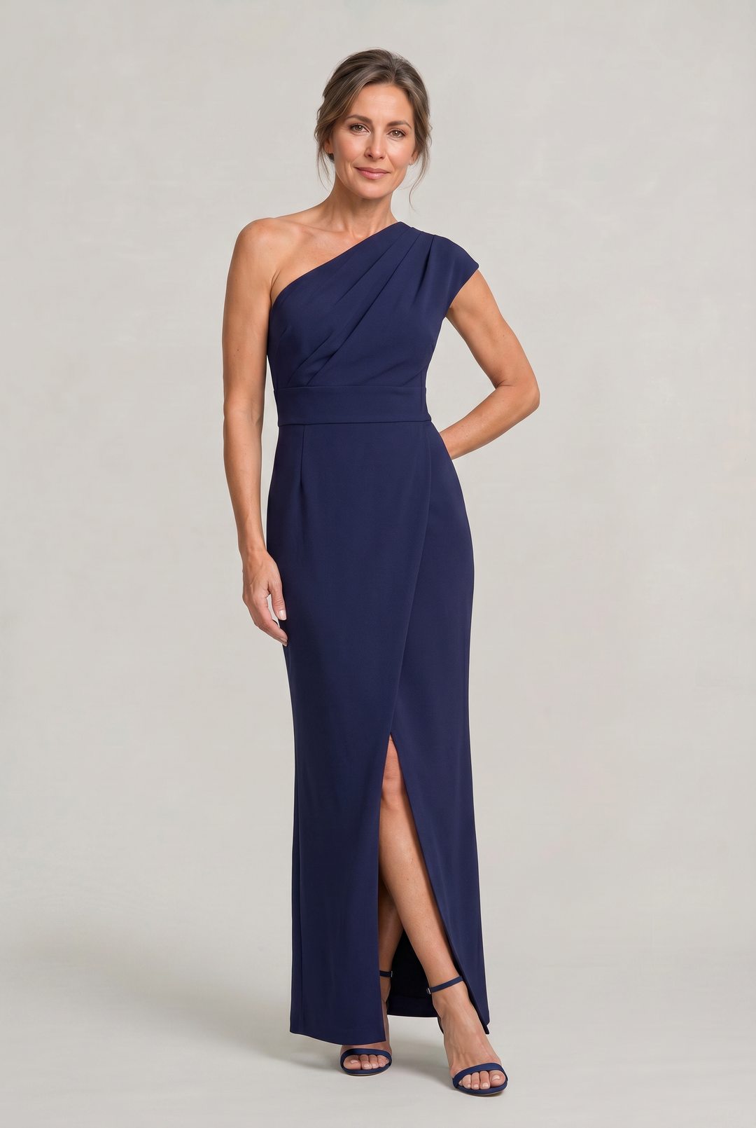 Women's One-Shoulder Maxi Evening Dress -  Asymmetric Neckline