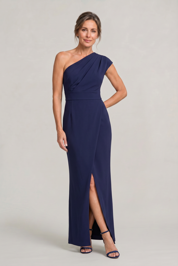 Women's One-Shoulder Maxi Evening Dress -  Asymmetric Neckline