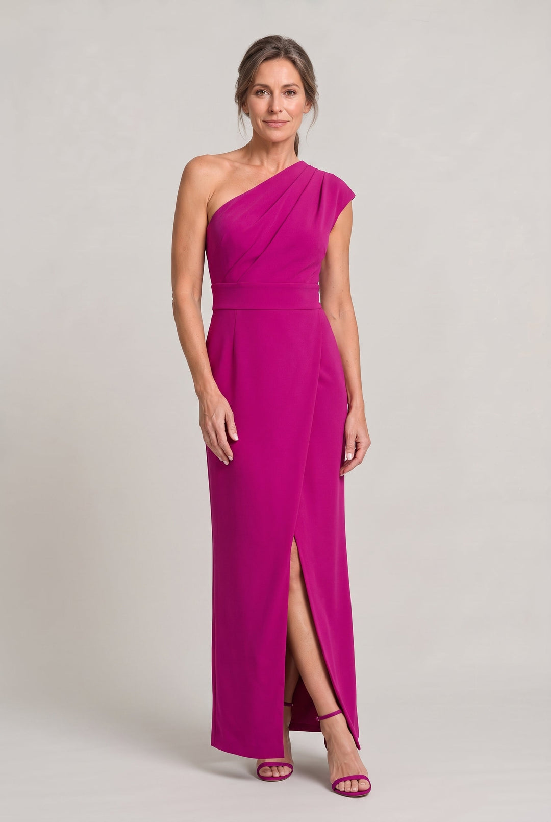 Women's One-Shoulder Maxi Evening Dress -  Asymmetric Neckline