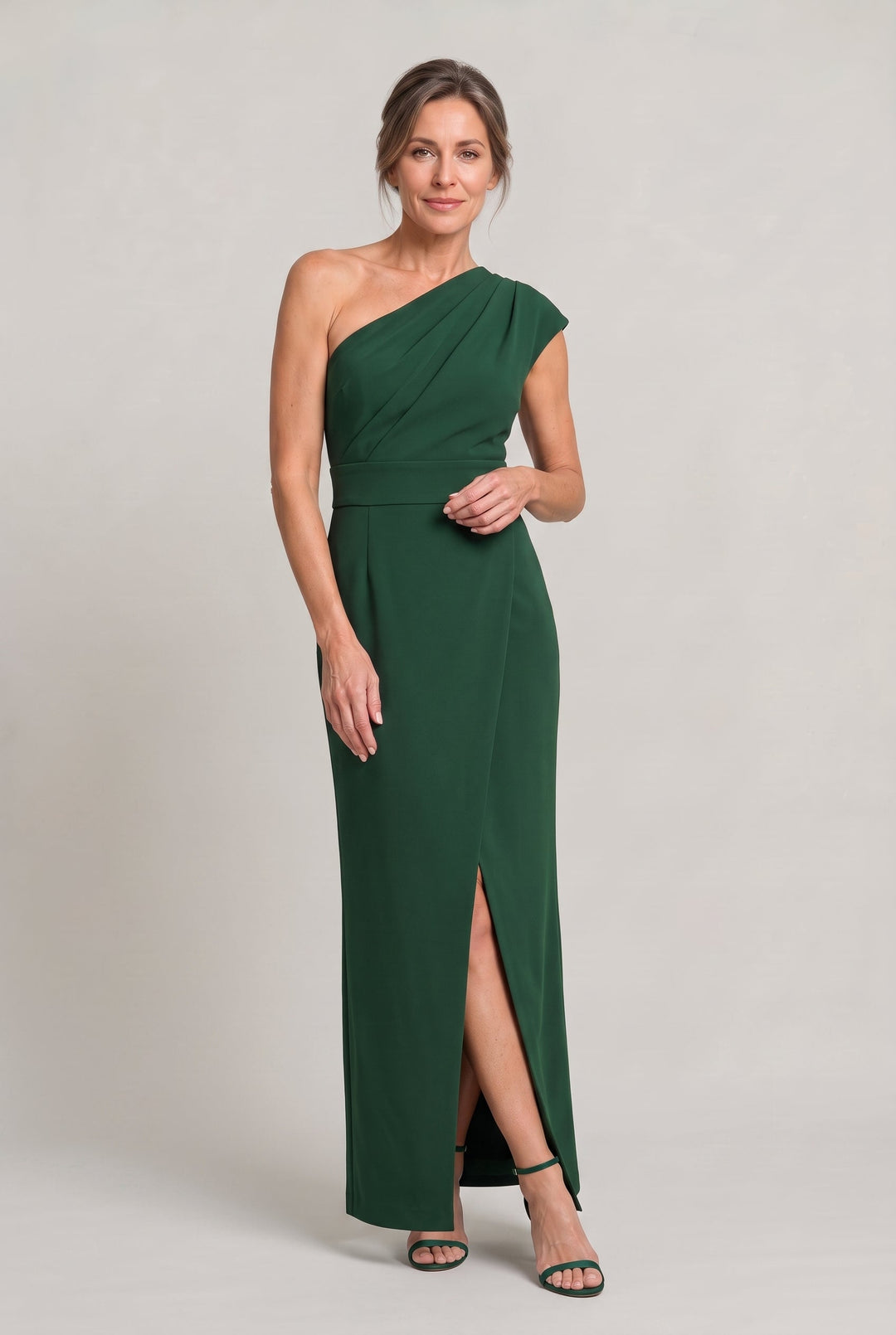 Women's One-Shoulder Maxi Evening Dress -  Asymmetric Neckline