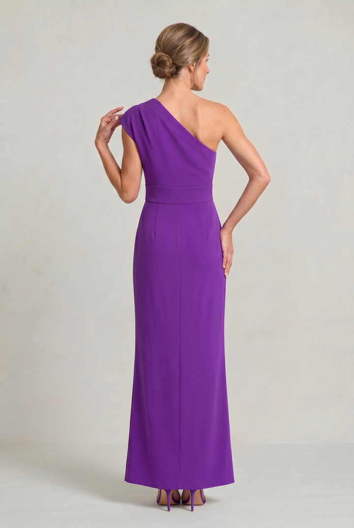 Women's One-Shoulder Maxi Evening Dress -  Asymmetric Neckline