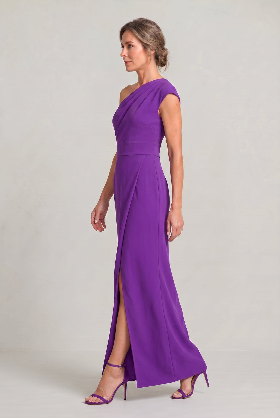 Women's One-Shoulder Maxi Evening Dress -  Asymmetric Neckline