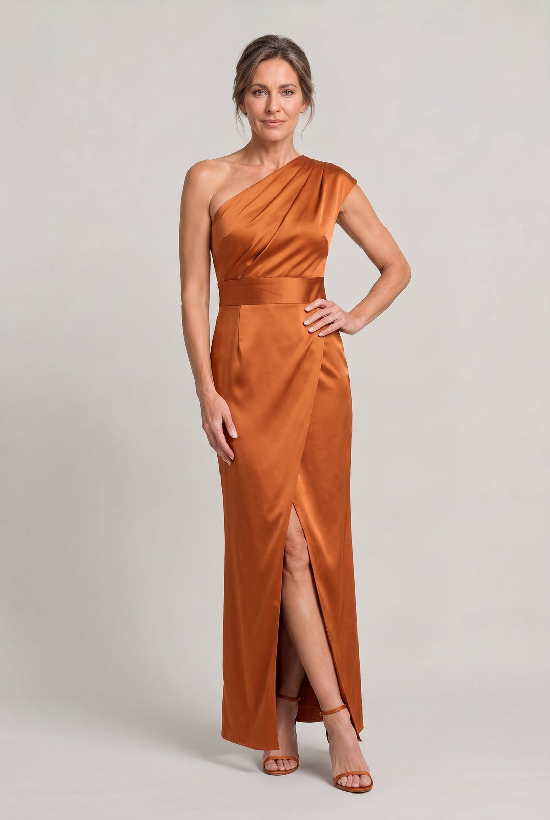 Women's One-Shoulder Maxi Evening Dress -  Asymmetric Neckline