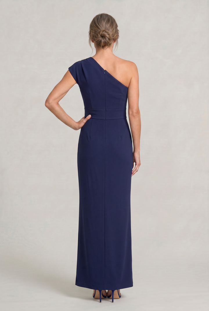 Women's One-Shoulder Maxi Evening Dress -  Asymmetric Neckline