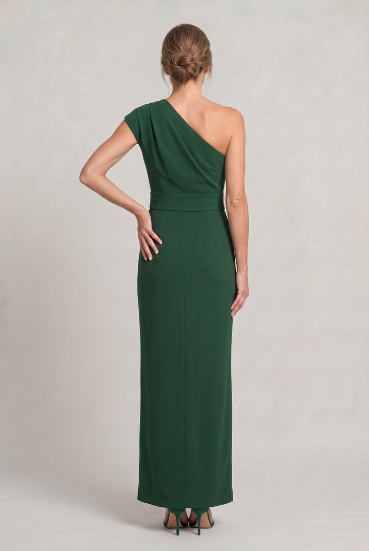 Women's One-Shoulder Maxi Evening Dress -  Asymmetric Neckline