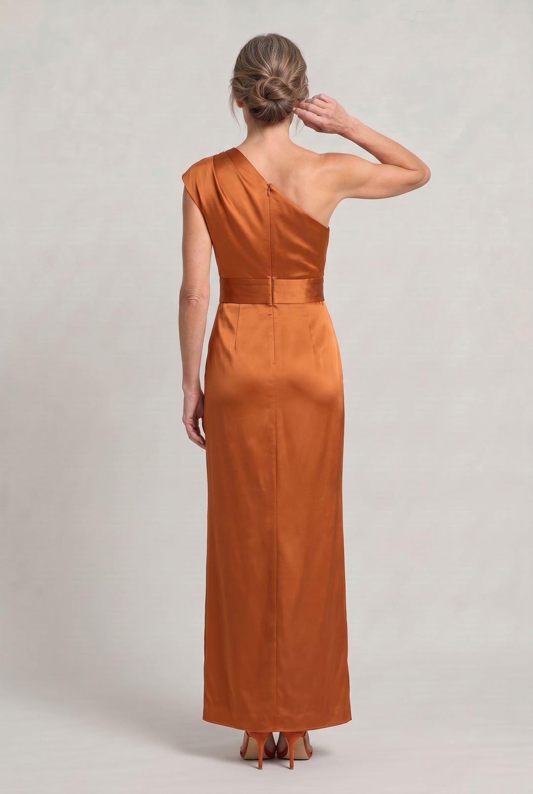 Women's One-Shoulder Maxi Evening Dress -  Asymmetric Neckline