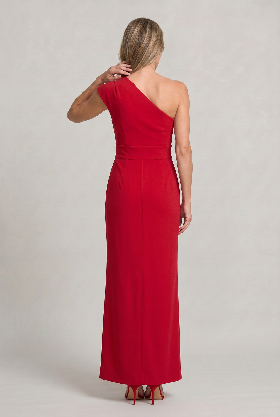 Women's One-Shoulder Maxi Evening Dress -  Asymmetric Neckline