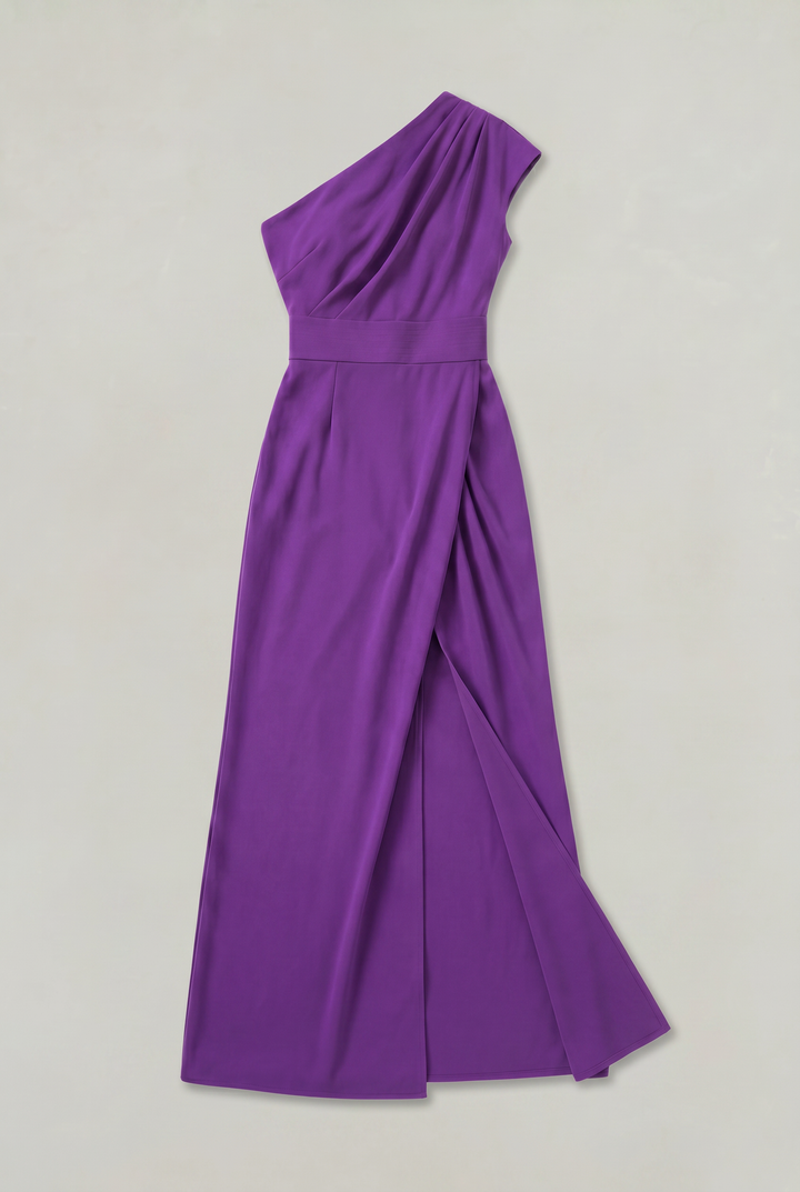 Women's One-Shoulder Maxi Evening Dress -  Asymmetric Neckline