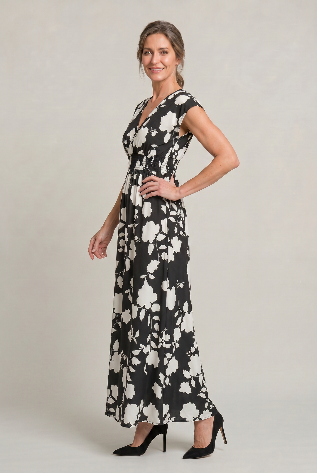 Women’s V-Neck Floral Print Summer Maxi Dress