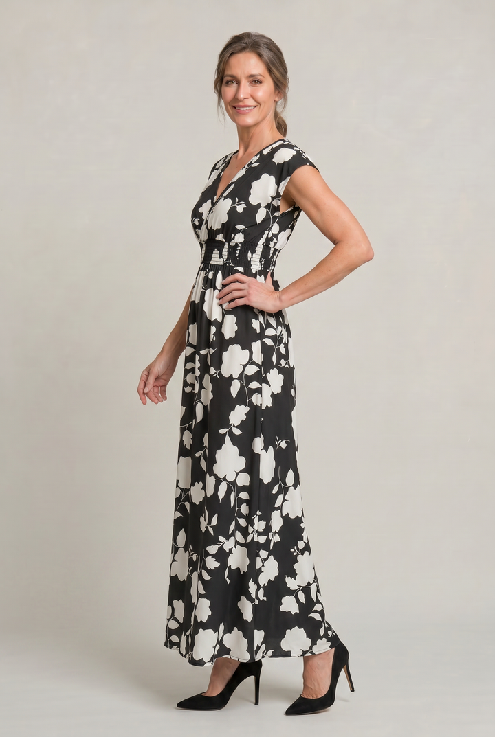 Women’s V-Neck Floral Print Summer Maxi Dress