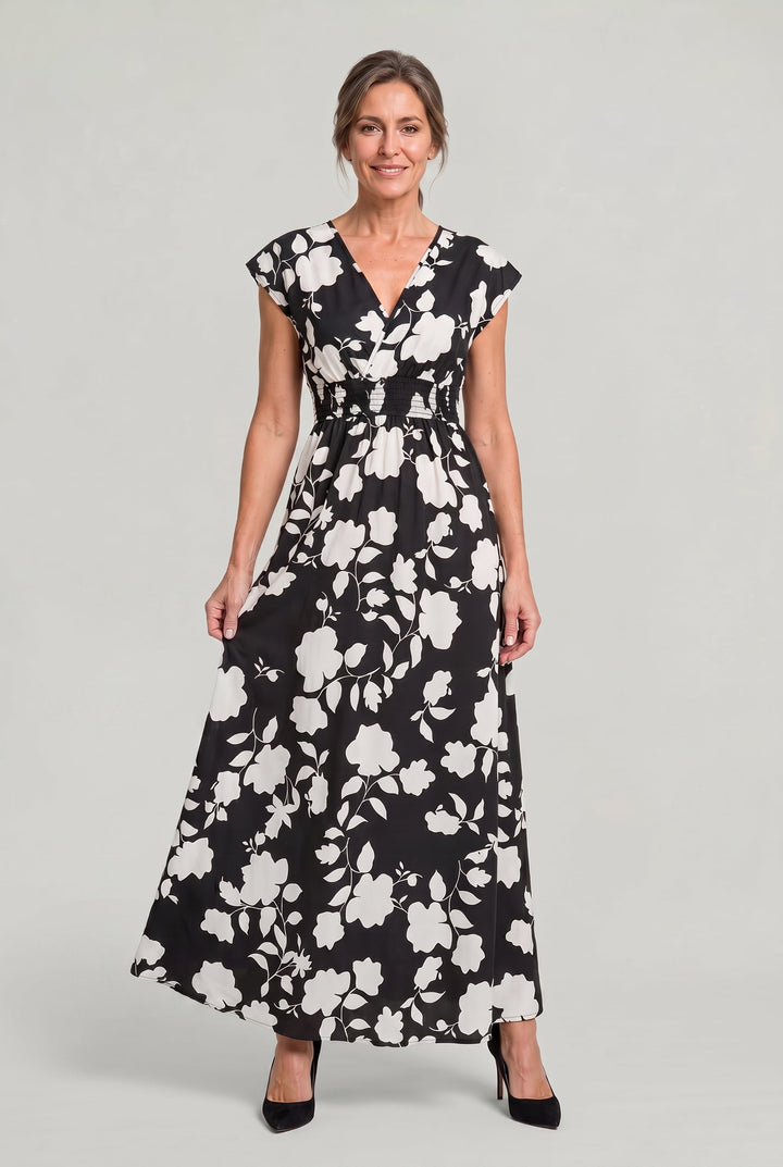 Women’s V-Neck Floral Print Summer Maxi Dress