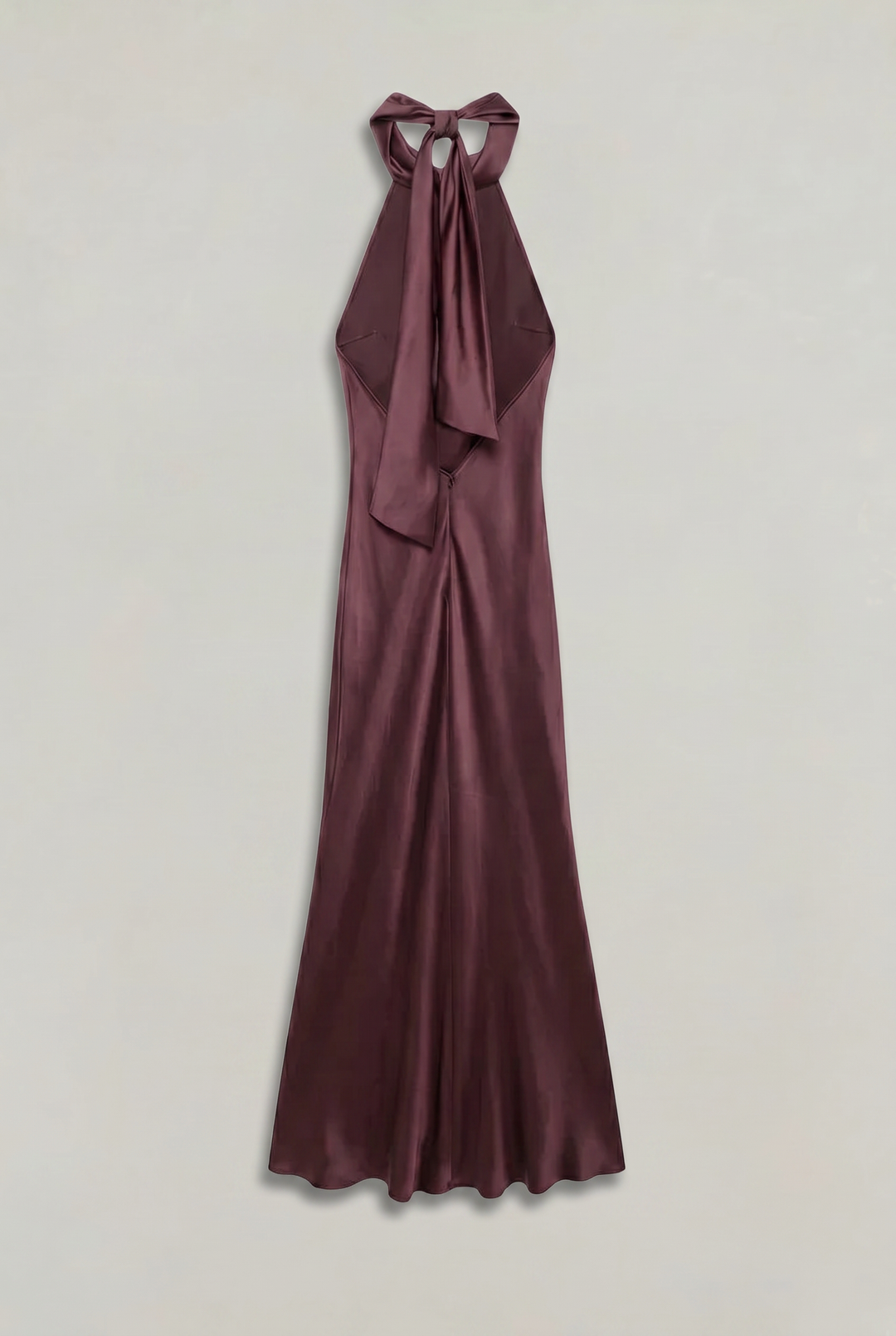 Women's Satin Halter Maxi Dress - Open Back Cowl Neck Formal Evening Gown