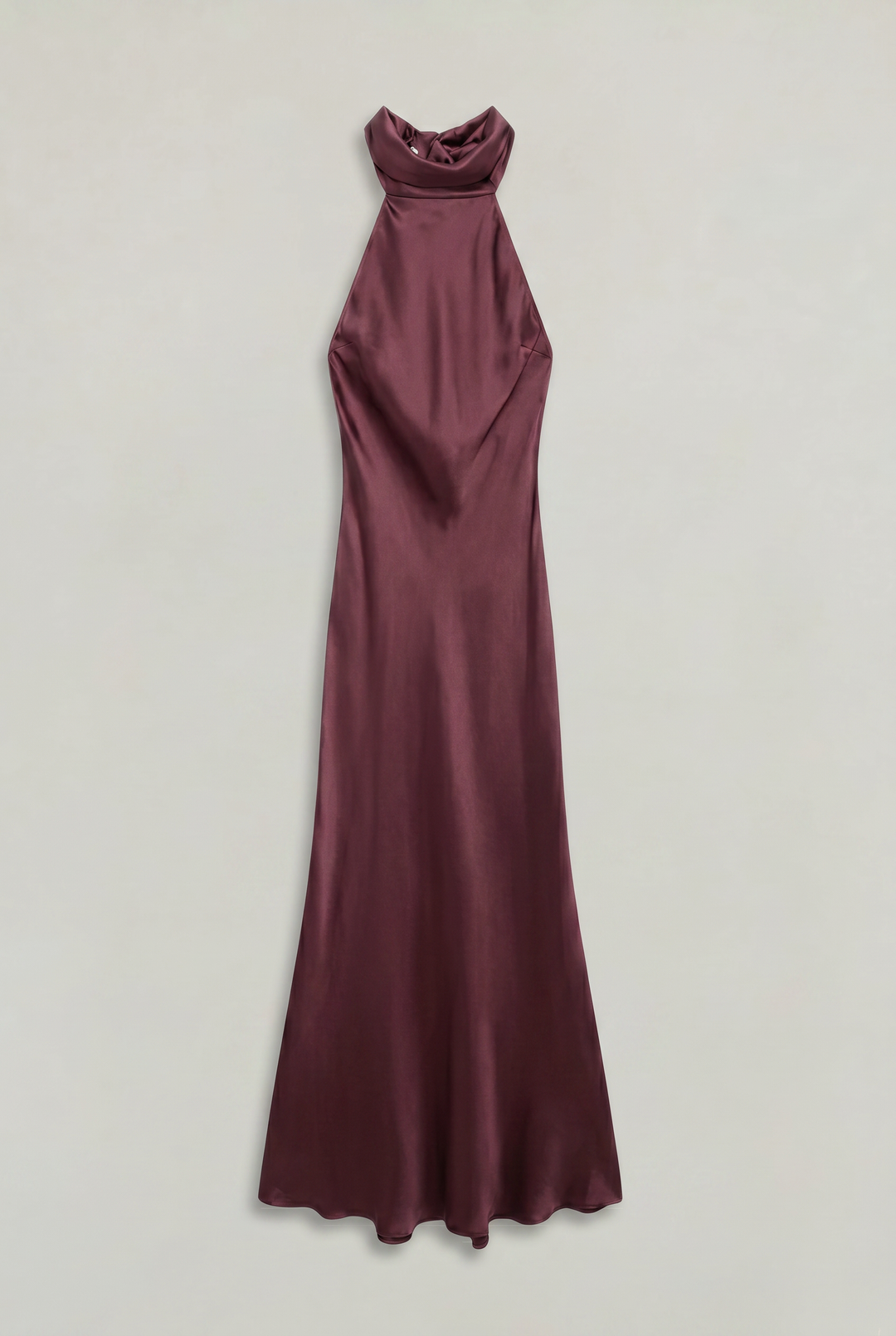 Women's Satin Halter Maxi Dress - Open Back Cowl Neck Formal Evening Gown