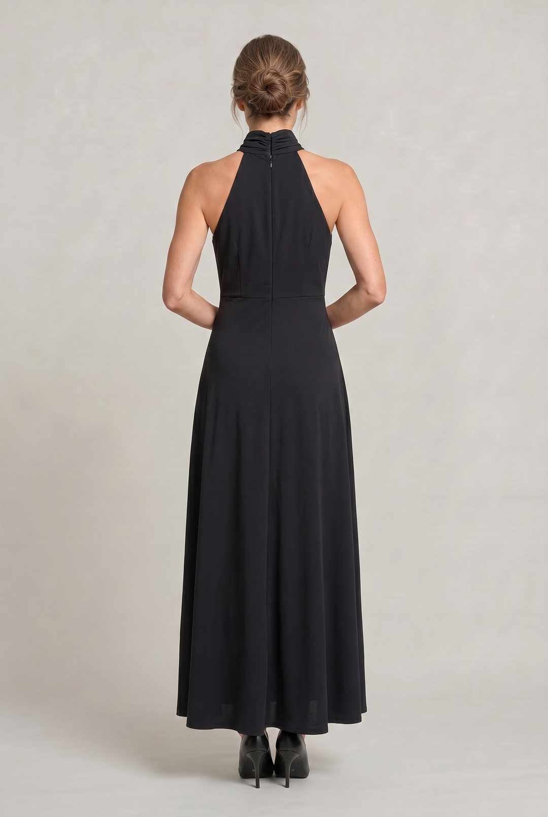 Women's Satin High Neck Bridesmaid Maxi Dress