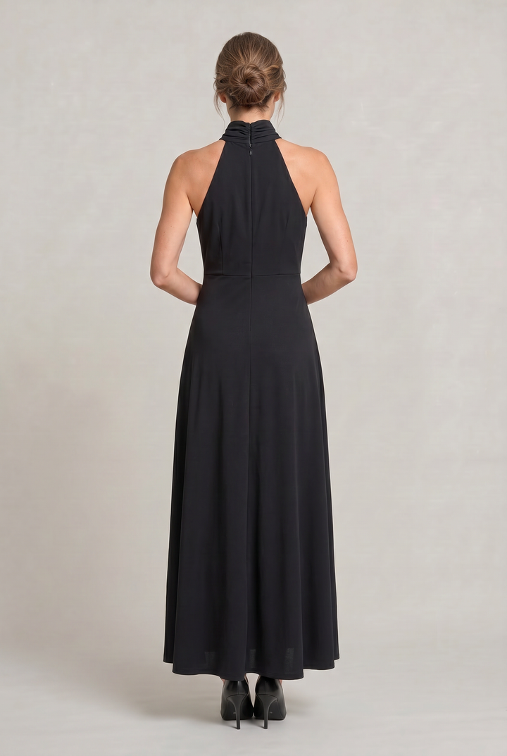 Women's Satin High Neck Bridesmaid Maxi Dress