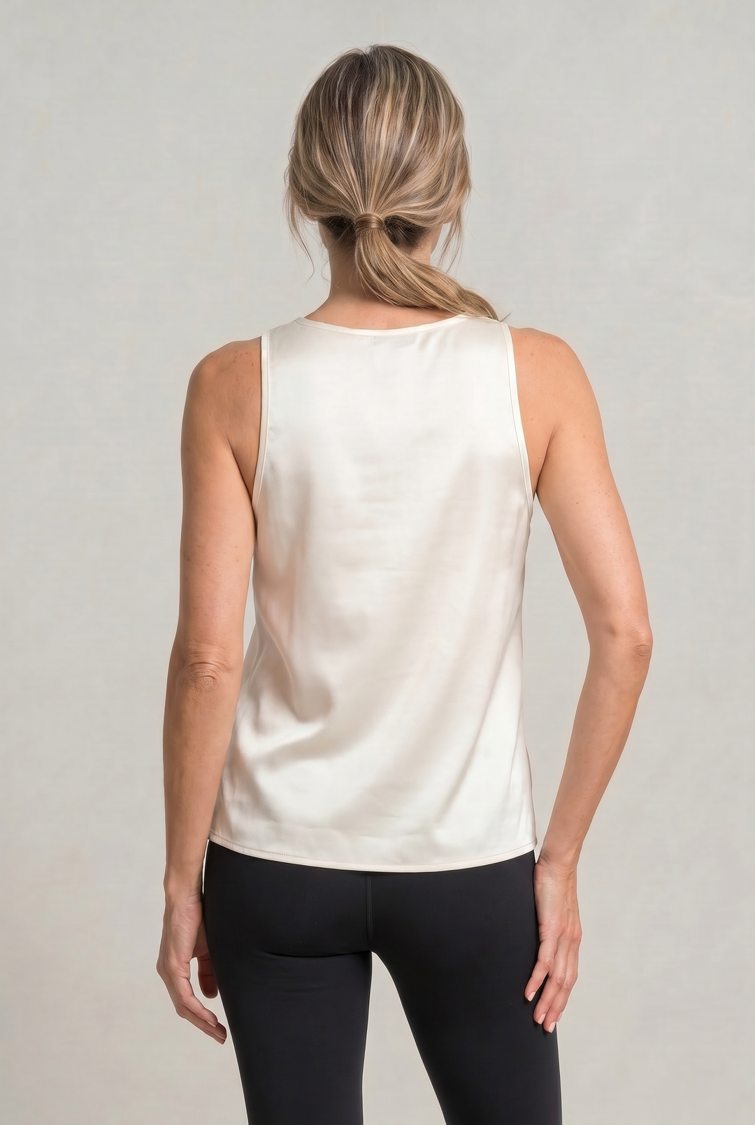 Women's Deep V-Neck Satin Tank Top