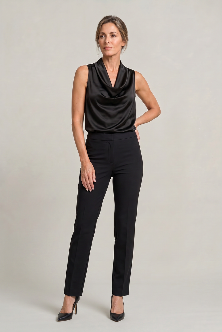 Women's Cowl Neck Sleeveless Cami Top - Draped Front