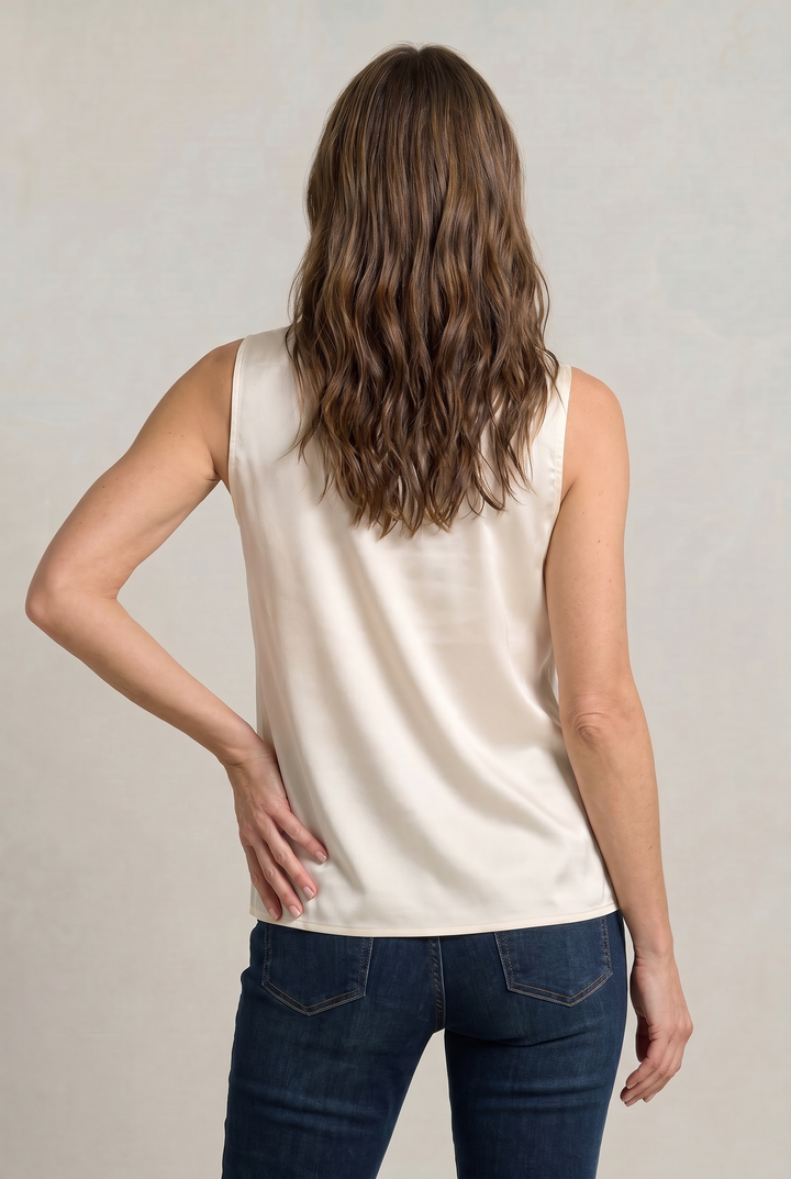 Women's Cowl Neck Sleeveless Cami Top - Draped Front