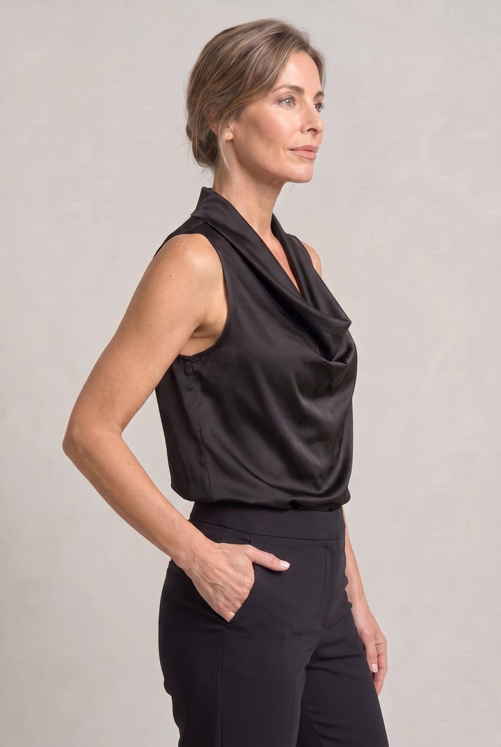 Women's Cowl Neck Sleeveless Cami Top - Draped Front