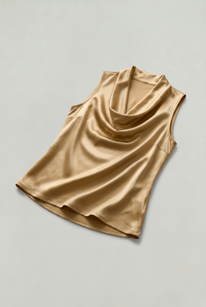 Women's Cowl Neck Sleeveless Cami Top - Draped Front