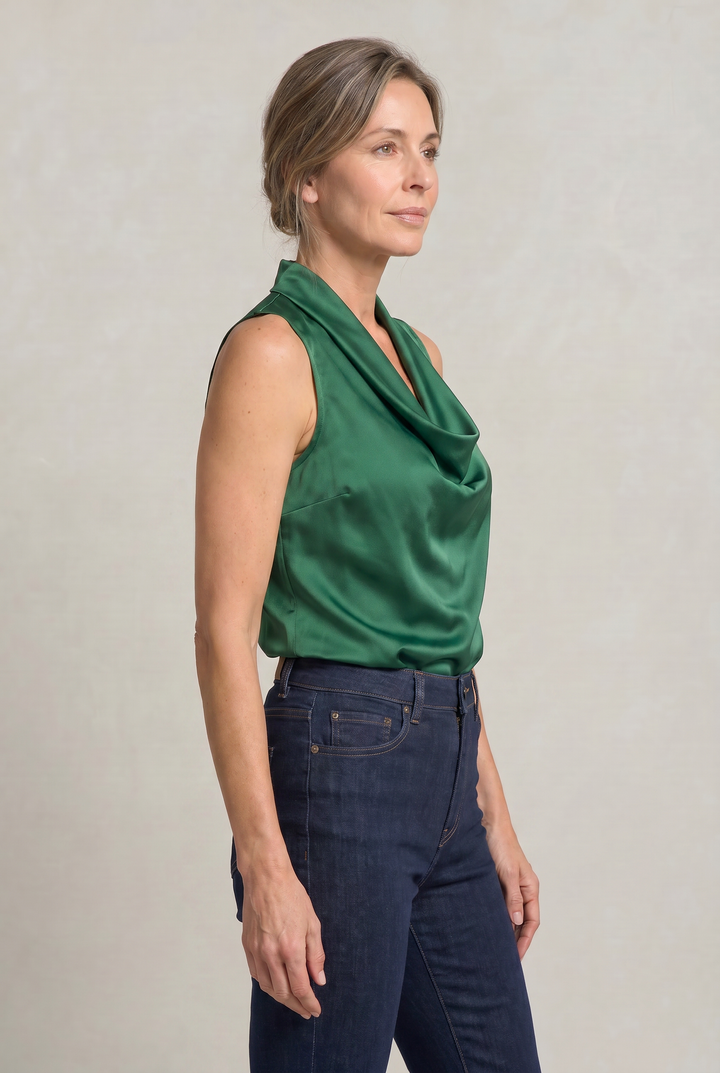 Women's Cowl Neck Sleeveless Cami Top - Draped Front