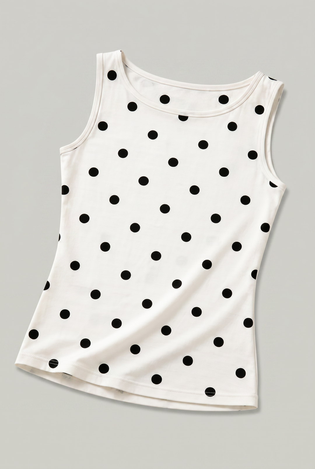Women’s Polka Dot Sleeveless Tank Top – Fitted Round Neck Summer Top