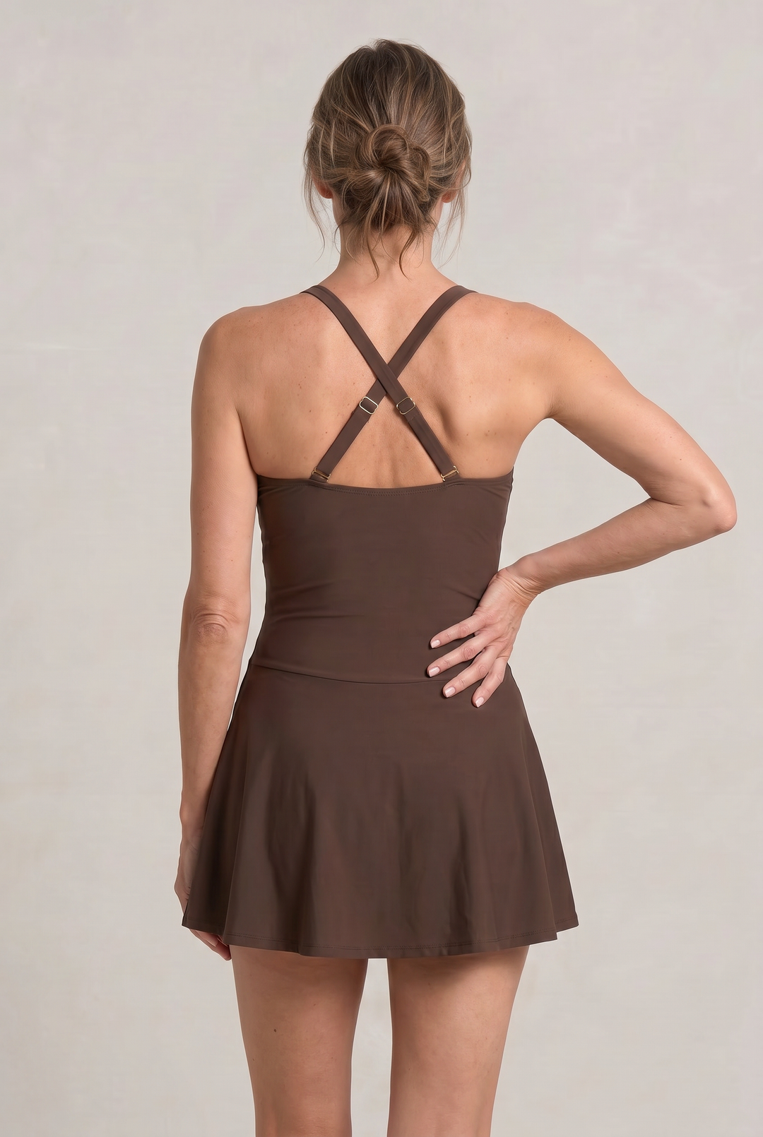 Women’s One-Piece Swimsuit with Sweetheart Neckline and Skirt