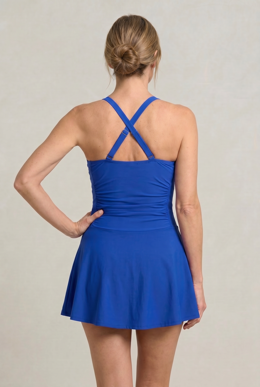 Women’s One-Piece Swimsuit with Sweetheart Neckline and Skirt