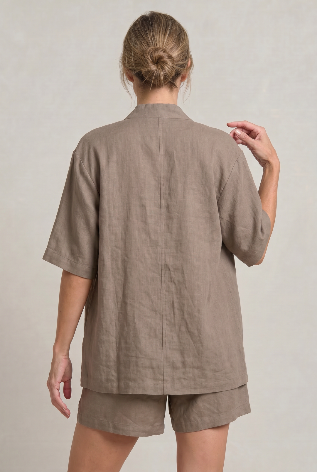 Women's Linen Cardigan and Shorts Two Piece Set