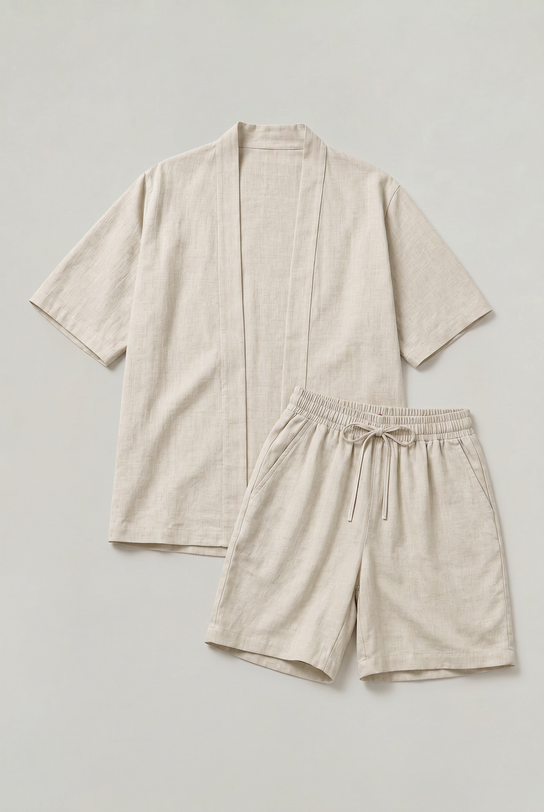 Women's Linen Cardigan and Shorts Two Piece Set
