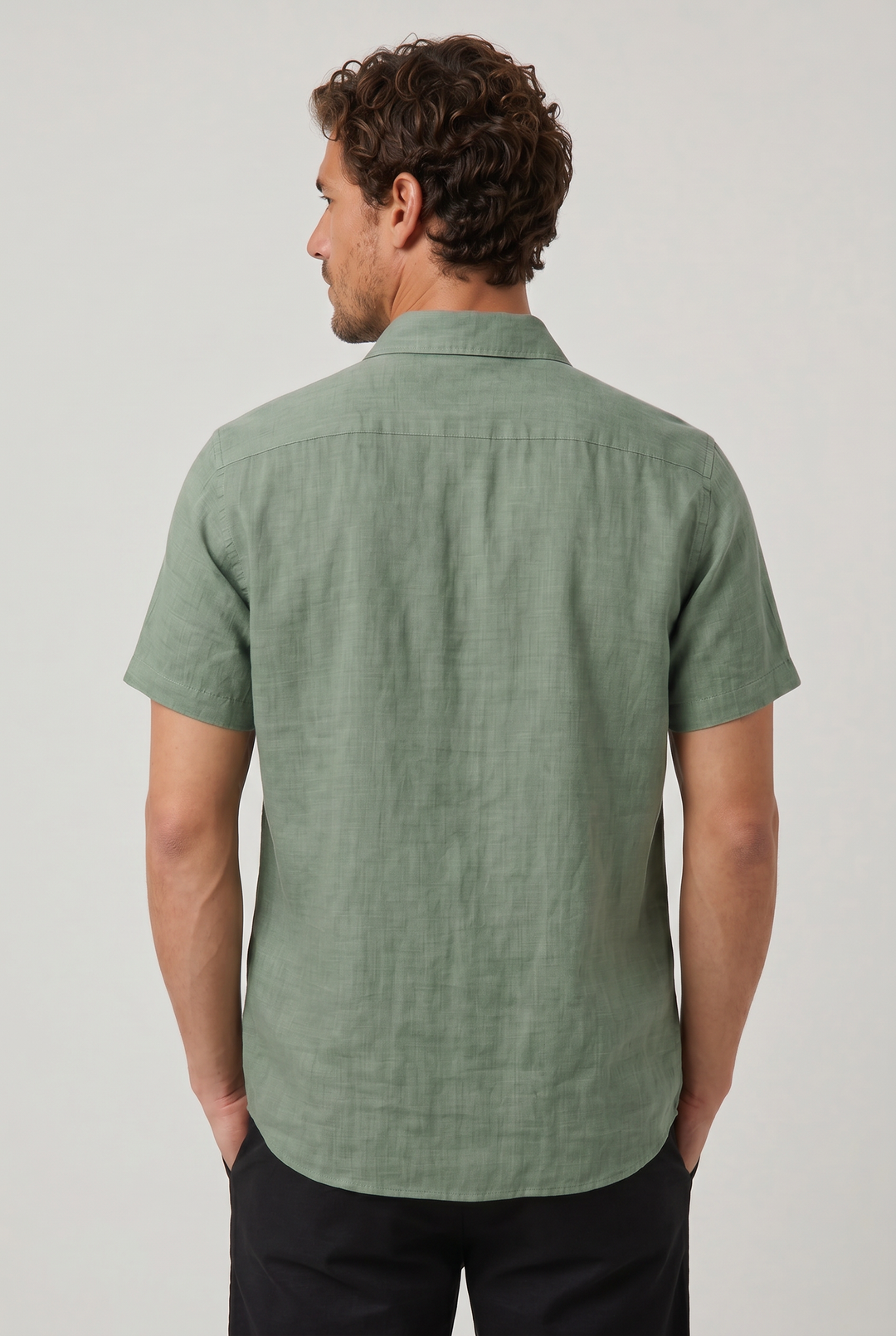 Men's Green Embroidered Shirt - Short Sleeve Aztec Print Button Up Summer Shirt