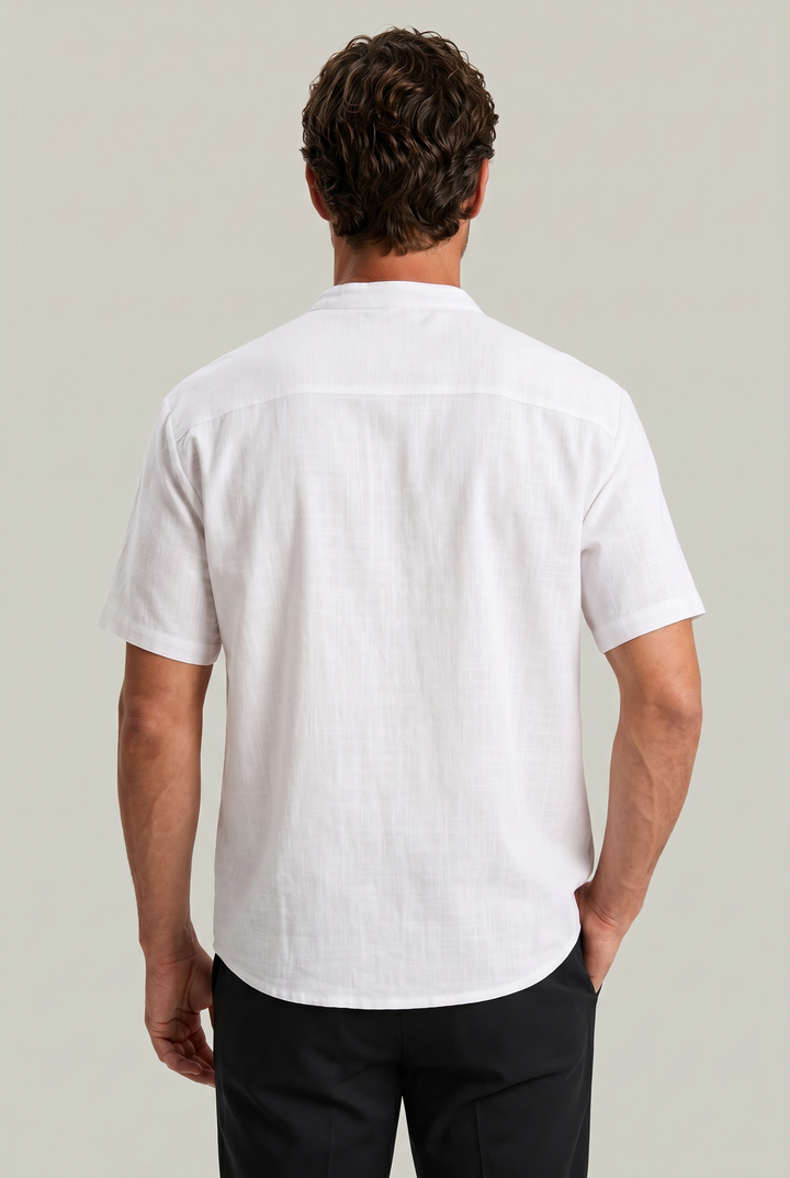 Men's Linen Short Sleeve Henley T-Shirt