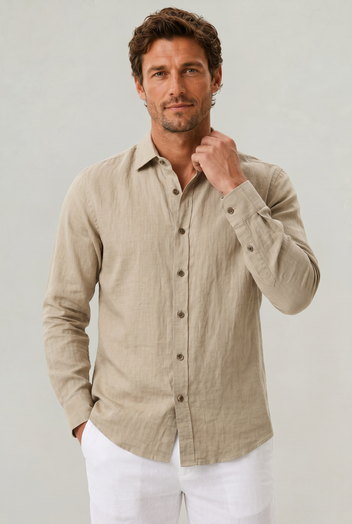 Men's Long Sleeve Cotton Button Down Shirt
