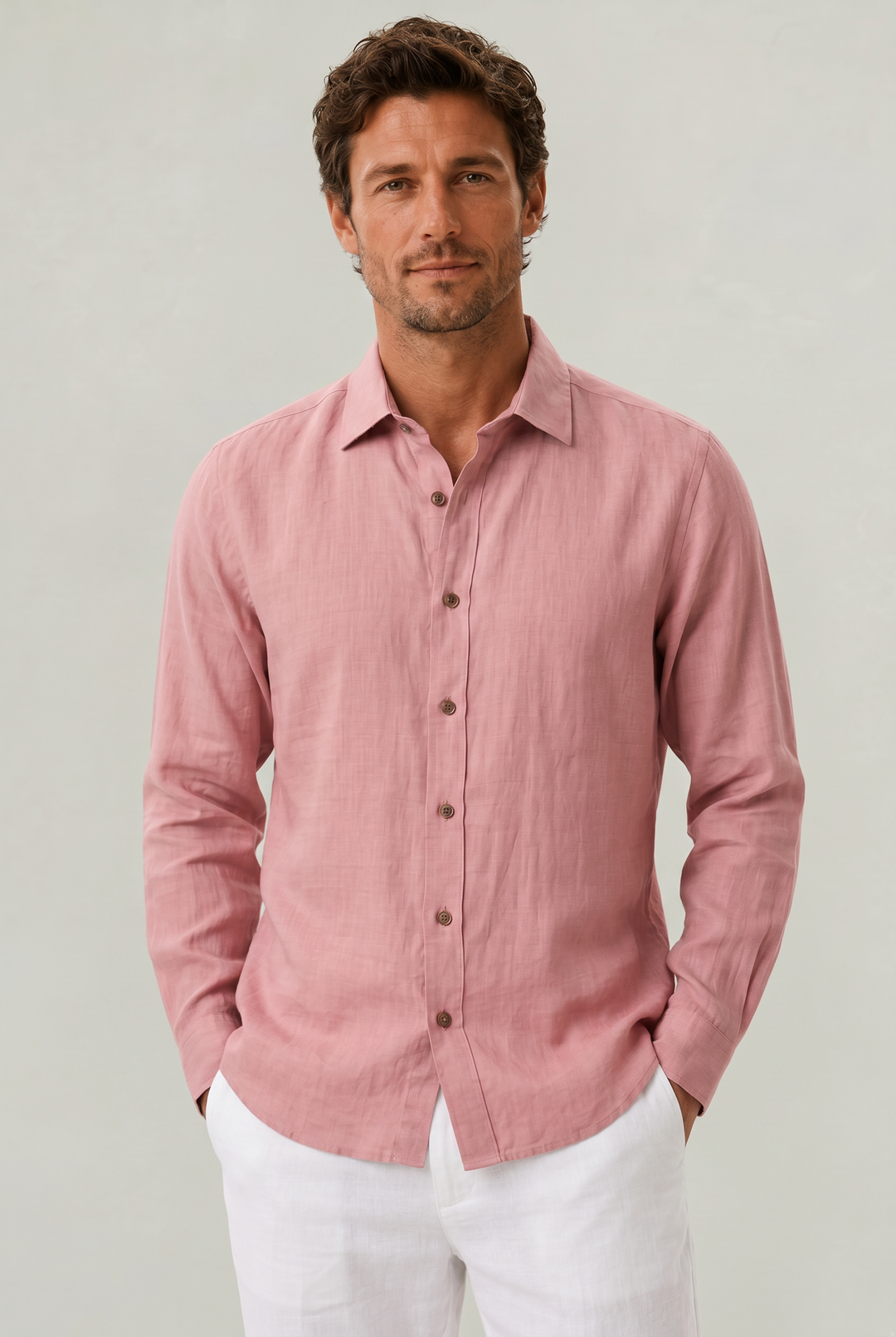 Men's Long Sleeve Cotton Button Down Shirt