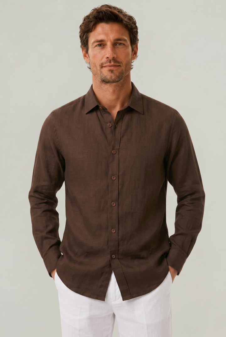 Men's Long Sleeve Cotton Button Down Shirt