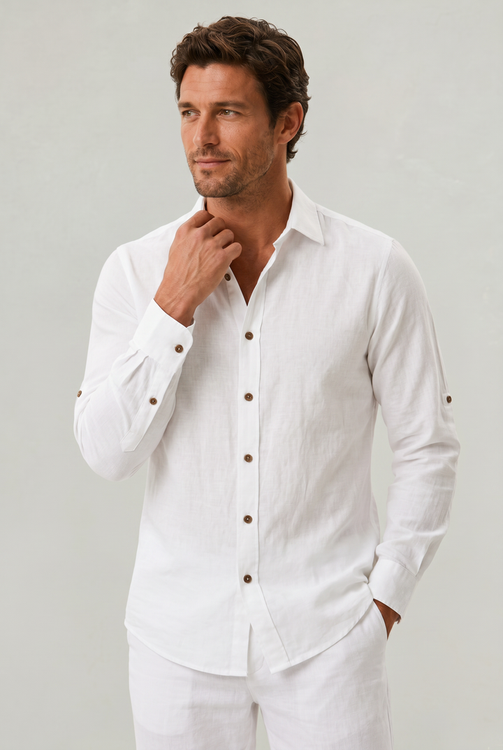 Men's Long Sleeve Cotton Button Down Shirt