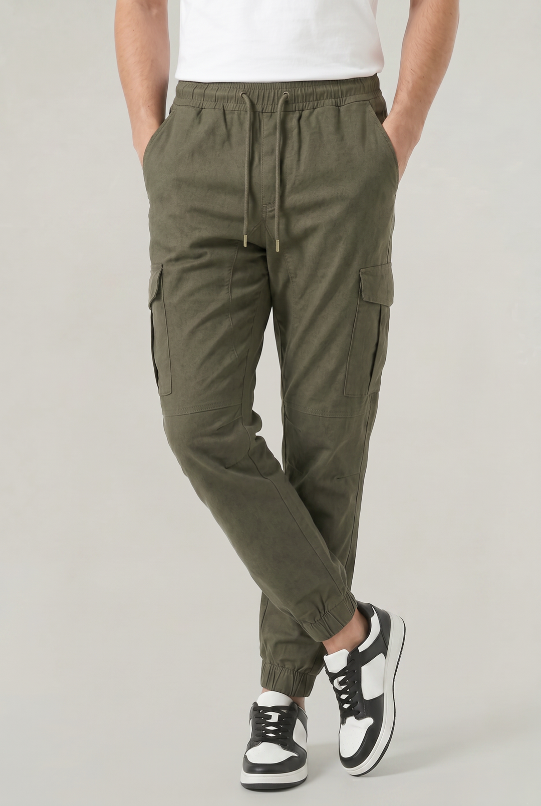 Men's Slim Fit Cotton Cargo Trousers