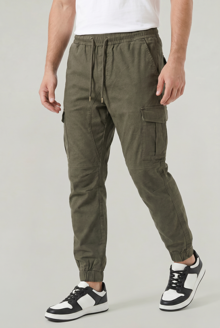 Men's Slim Fit Cotton Cargo Trousers