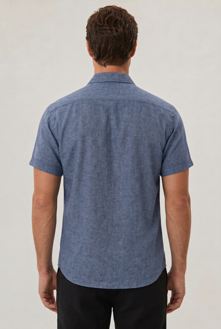 Men's Cotton-Linen Short Sleeve Shirt