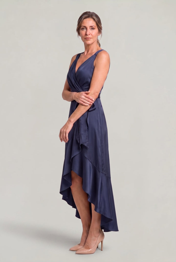 Women's Elegant Sleeveless Wrap Midi Dress